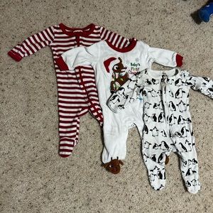 Christmas pajama bundle, 0-3M